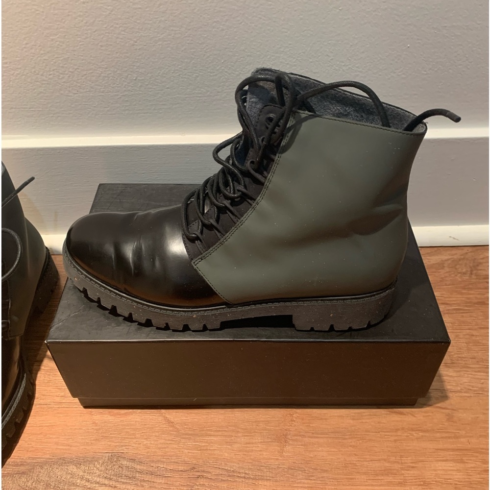 Black and green booties